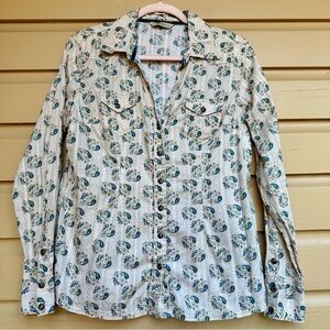 Natural reflections Paisley Pearl Snap Shirt Size Large Cotton Western Collared